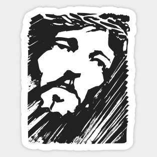 Jesus Christ Face ink hand drawn illustration Sticker